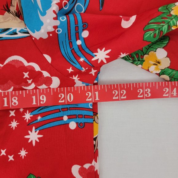 Alvish Enjoy Life Surfing Santa Hawaiian Shirt Red Men's Small - Picture 9 of 10